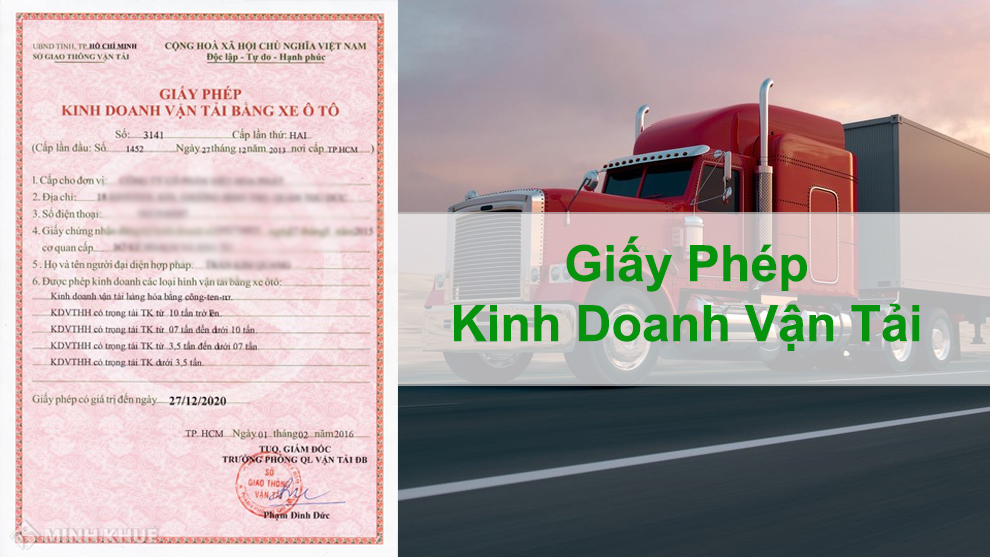Giấy phép kinh doanh vận tải cho xe ô tô giấy phép kinh doanh vận tải